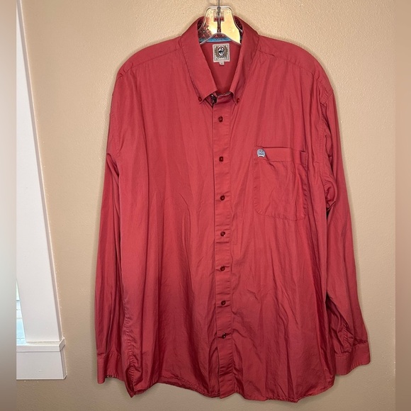 Cinch Men’s Long Sleeve Button Down Western Shirt Size Large Salmon - Picture 1 of 5